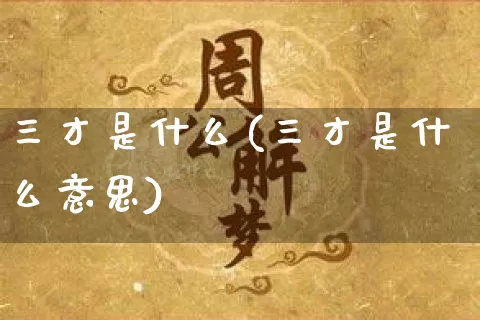 三才是什么(三才是什么意思)_https://www.dao-sheng-yuan.com_周公解梦_第1张