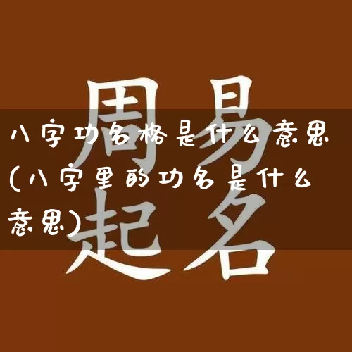 八字功名格是什么意思(八字里的功名是什么意思)_https://www.dao-sheng-yuan.com_八字_第1张