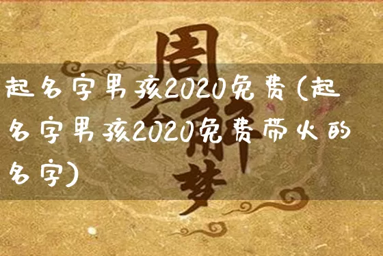起名字男孩2020免费(起名字男孩2020免费带火的名字)_https://www.dao-sheng-yuan.com_易经_第1张