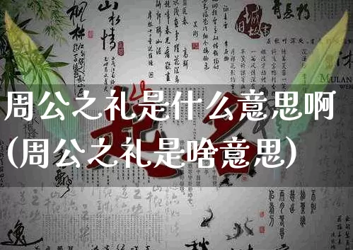 周公之礼是什么意思啊(周公之礼是啥意思)_https://www.dao-sheng-yuan.com_生肖属相_第1张