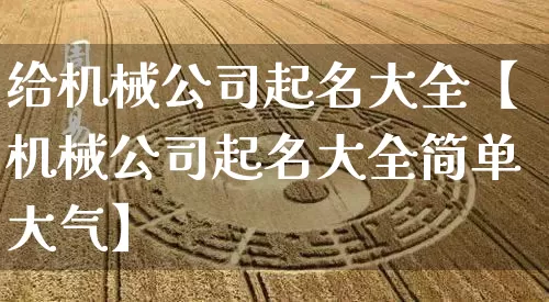 给机械公司起名大全【机械公司起名大全简单大气】_https://www.dao-sheng-yuan.com_周公解梦_第1张