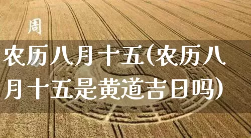 农历八月十五(农历八月十五是黄道吉日吗)_https://www.dao-sheng-yuan.com_易经_第1张