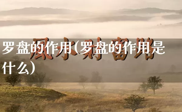 罗盘的作用(罗盘的作用是什么)_https://www.dao-sheng-yuan.com_风水_第1张