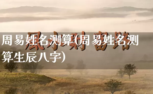 周易姓名测算(周易姓名测算生辰八字)_https://www.dao-sheng-yuan.com_风水_第1张