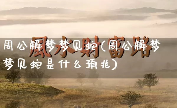 周公解梦梦见蛇(周公解梦梦见蛇是什么预兆)_https://www.dao-sheng-yuan.com_风水_第1张