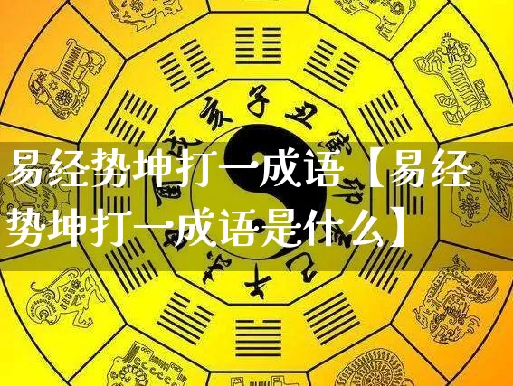 易经势坤打一成语【易经势坤打一成语是什么】_https://www.dao-sheng-yuan.com_起名_第1张