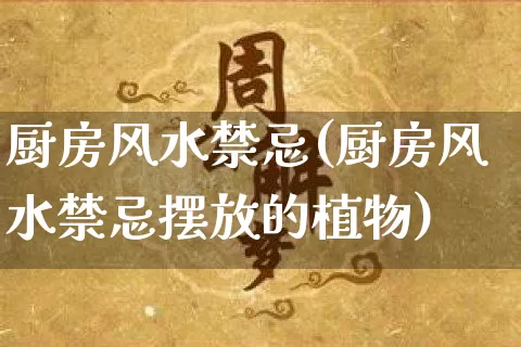 厨房风水禁忌(厨房风水禁忌摆放的植物)_https://www.dao-sheng-yuan.com_易经_第1张