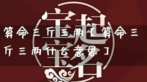 算命三斤三两【算命三斤三两什么意思】_https://www.dao-sheng-yuan.com_周公解梦_第1张