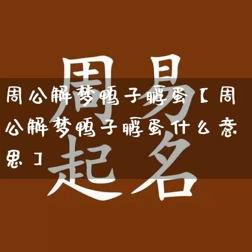 周公解梦鸭子孵蛋【周公解梦鸭子孵蛋什么意思】_https://www.dao-sheng-yuan.com_易经_第1张