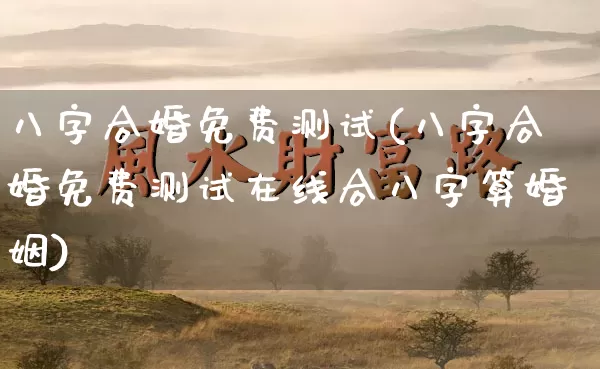 八字合婚免费测试(八字合婚免费测试在线合八字算婚姻)_https://www.dao-sheng-yuan.com_道源国学_第1张