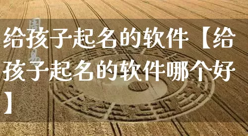 给孩子起名的软件【给孩子起名的软件哪个好】_https://www.dao-sheng-yuan.com_道源国学_第1张