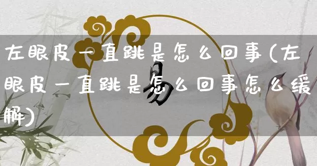 左眼皮一直跳是怎么回事(左眼皮一直跳是怎么回事怎么缓解)_https://www.dao-sheng-yuan.com_风水_第1张