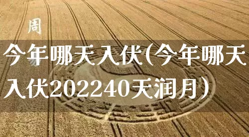 今年哪天入伏(今年哪天入伏202240天润月)_https://www.dao-sheng-yuan.com_周公解梦_第1张
