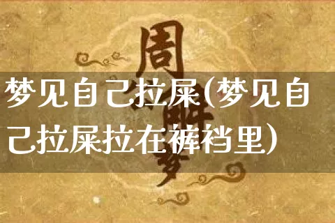 梦见自己拉屎(梦见自己拉屎拉在裤裆里)_https://www.dao-sheng-yuan.com_周公解梦_第1张