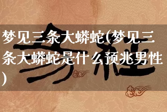 梦见三条大蟒蛇(梦见三条大蟒蛇是什么预兆男性)_https://www.dao-sheng-yuan.com_道源国学_第1张