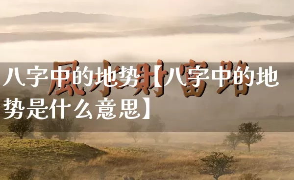 八字中的地势【八字中的地势是什么意思】_https://www.dao-sheng-yuan.com_易经_第1张