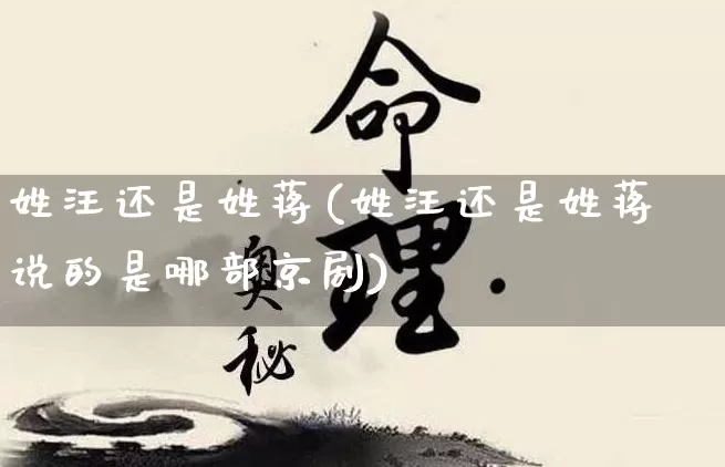 姓汪还是姓蒋(姓汪还是姓蒋说的是哪部京剧)_https://www.dao-sheng-yuan.com_道源国学_第1张