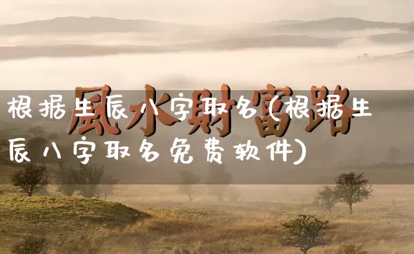 根据生辰八字取名(根据生辰八字取名免费软件)_https://www.dao-sheng-yuan.com_道源国学_第1张