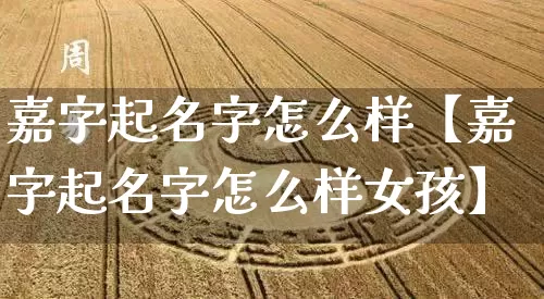 嘉字起名字怎么样【嘉字起名字怎么样女孩】_https://www.dao-sheng-yuan.com_风水_第1张