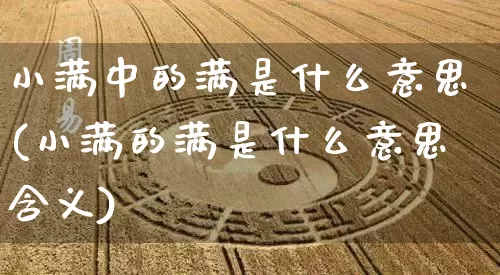 小满中的满是什么意思(小满的满是什么意思含义)_https://www.dao-sheng-yuan.com_五行_第1张