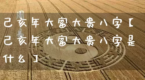 己亥年大富大贵八字【己亥年大富大贵八字是什么】_https://www.dao-sheng-yuan.com_五行_第1张