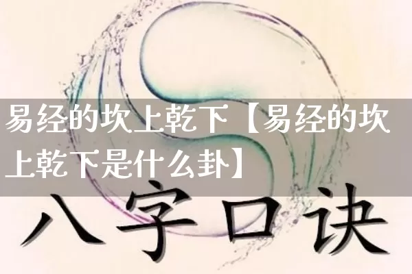 易经的坎上乾下【易经的坎上乾下是什么卦】_https://www.dao-sheng-yuan.com_算命_第1张