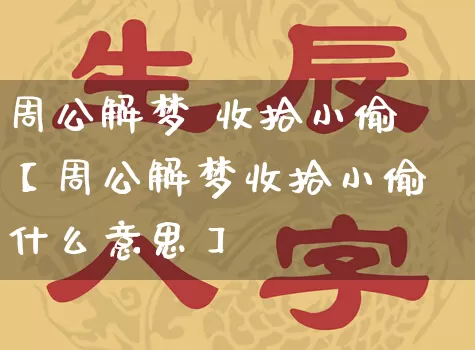 周公解梦 收拾小偷【周公解梦收拾小偷什么意思】_https://www.dao-sheng-yuan.com_八字_第1张