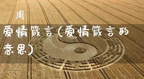 爱情箴言(爱情箴言的意思)_https://www.dao-sheng-yuan.com_风水_第1张