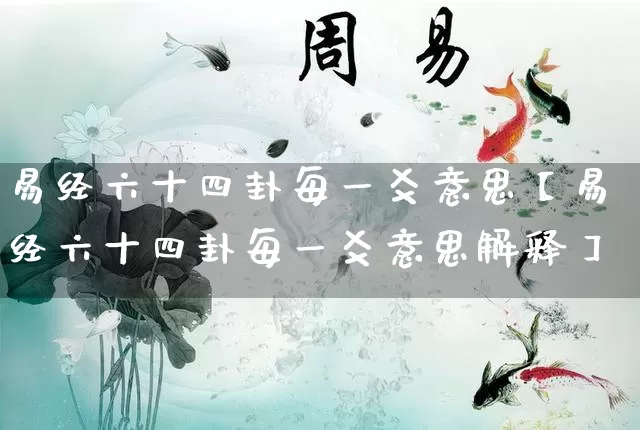 易经六十四卦每一爻意思【易经六十四卦每一爻意思解释】_https://www.dao-sheng-yuan.com_算命_第1张