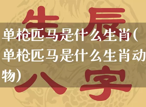 单枪匹马是什么生肖(单枪匹马是什么生肖动物)_https://www.dao-sheng-yuan.com_生肖属相_第1张