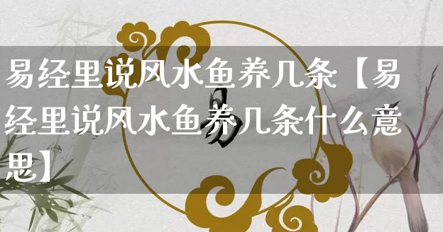 易经里说风水鱼养几条【易经里说风水鱼养几条什么意思】_https://www.dao-sheng-yuan.com_周公解梦_第1张