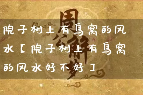 院子树上有鸟窝的风水【院子树上有鸟窝的风水好不好】_https://www.dao-sheng-yuan.com_十二星座_第1张