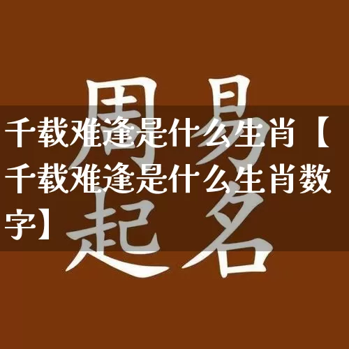 千载难逢是什么生肖【千载难逢是什么生肖数字】_https://www.dao-sheng-yuan.com_易经_第1张