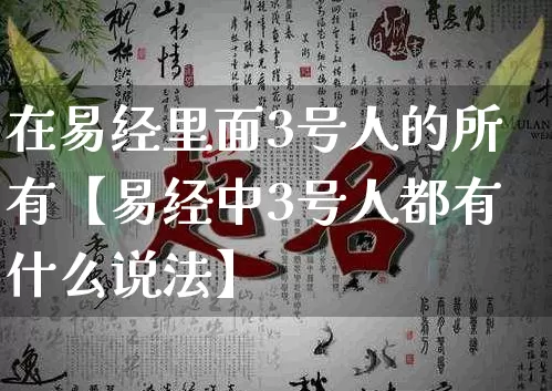 在易经里面3号人的所有【易经中3号人都有什么说法】_https://www.dao-sheng-yuan.com_道源国学_第1张