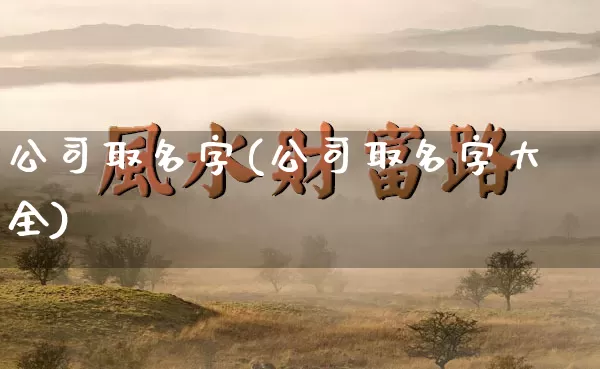 公司取名字(公司取名字大全)_https://www.dao-sheng-yuan.com_风水_第1张