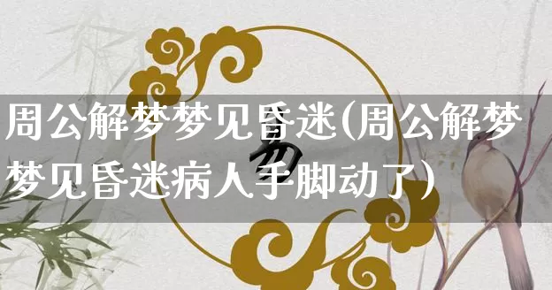 周公解梦梦见昏迷(周公解梦梦见昏迷病人手脚动了)_https://www.dao-sheng-yuan.com_起名_第1张