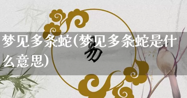 梦见多条蛇(梦见多条蛇是什么意思)_https://www.dao-sheng-yuan.com_算命_第1张