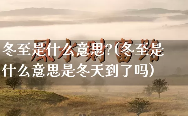 冬至是什么意思?(冬至是什么意思是冬天到了吗)_https://www.dao-sheng-yuan.com_起名_第1张