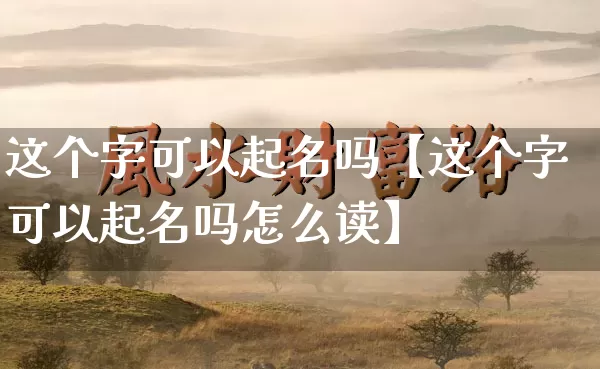 这个字可以起名吗【这个字可以起名吗怎么读】_https://www.dao-sheng-yuan.com_起名_第1张