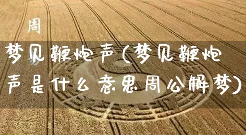 梦见鞭炮声(梦见鞭炮声是什么意思周公解梦)_https://www.dao-sheng-yuan.com_周公解梦_第1张