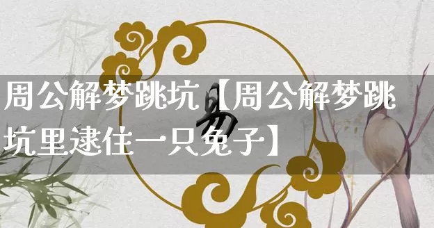 周公解梦跳坑【周公解梦跳坑里逮住一只兔子】_https://www.dao-sheng-yuan.com_八字_第1张