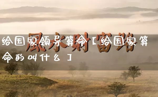 给国家领导算命【给国家算命的叫什么】_https://www.dao-sheng-yuan.com_易经_第1张