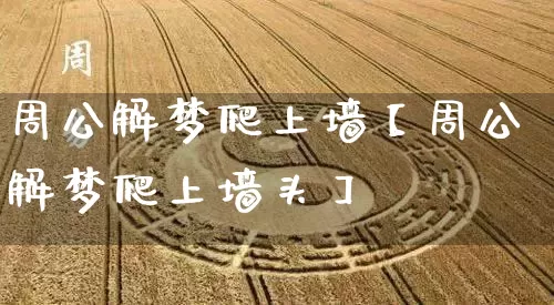 周公解梦爬上墙【周公解梦爬上墙头】_https://www.dao-sheng-yuan.com_五行_第1张