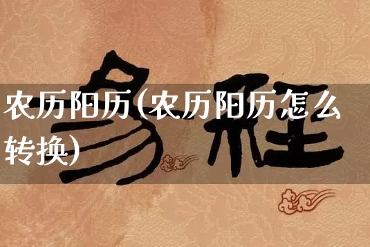 农历阳历(农历阳历怎么转换)_https://www.dao-sheng-yuan.com_道源国学_第1张