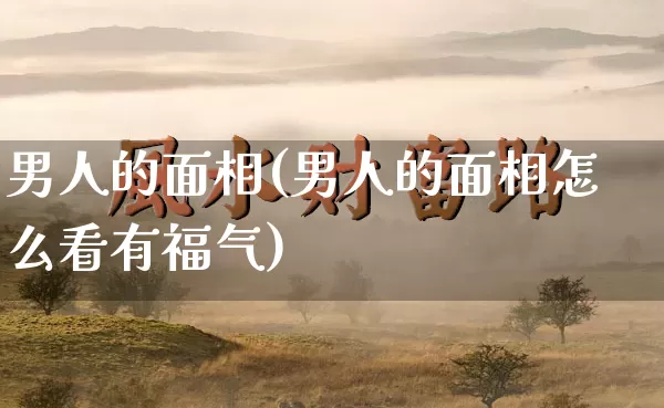 男人的面相(男人的面相怎么看有福气)_https://www.dao-sheng-yuan.com_生肖属相_第1张