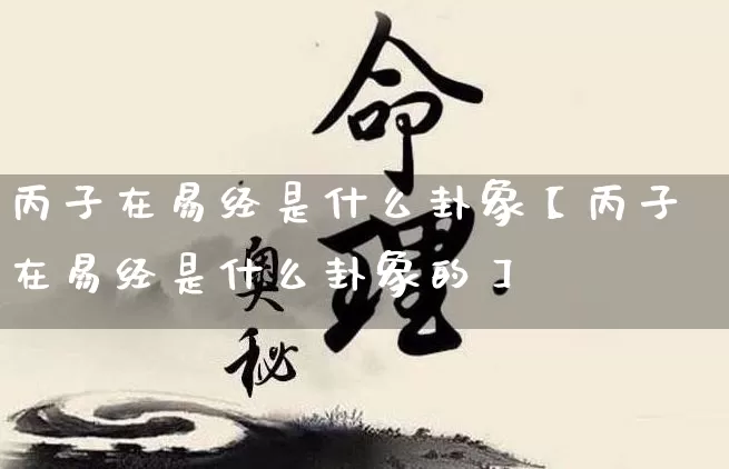 丙子在易经是什么卦象【丙子在易经是什么卦象的】_https://www.dao-sheng-yuan.com_十二星座_第1张