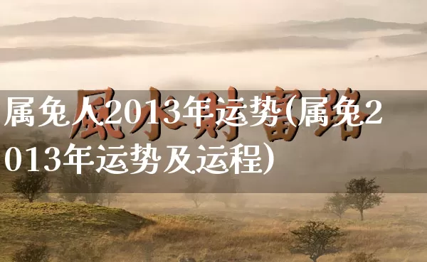 属兔人2013年运势(属兔2013年运势及运程)_https://www.dao-sheng-yuan.com_生肖属相_第1张