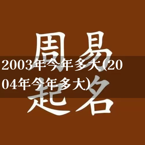 2003年今年多大(2004年今年多大)_https://www.dao-sheng-yuan.com_风水_第1张