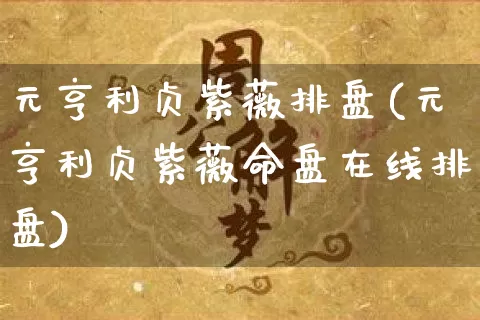 元亨利贞紫薇排盘(元亨利贞紫薇命盘在线排盘)_https://www.dao-sheng-yuan.com_八字_第1张