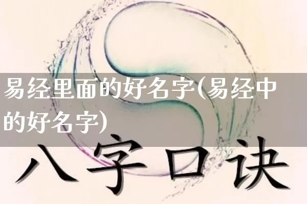 易经里面的好名字(易经中的好名字)_https://www.dao-sheng-yuan.com_道源国学_第1张